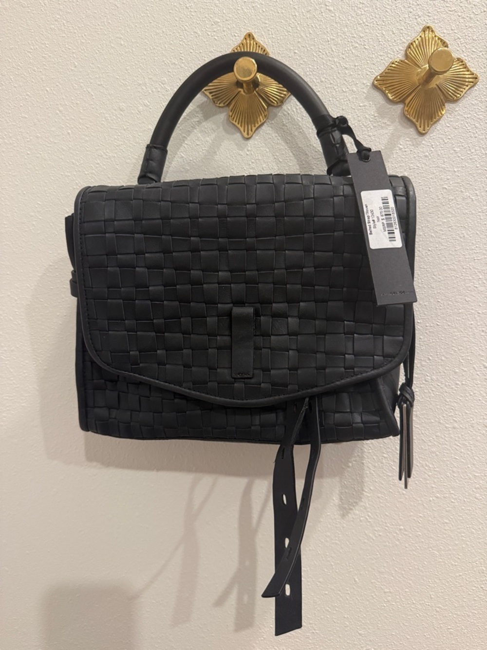 Grayson Black Woven Top-Handle Satchel -